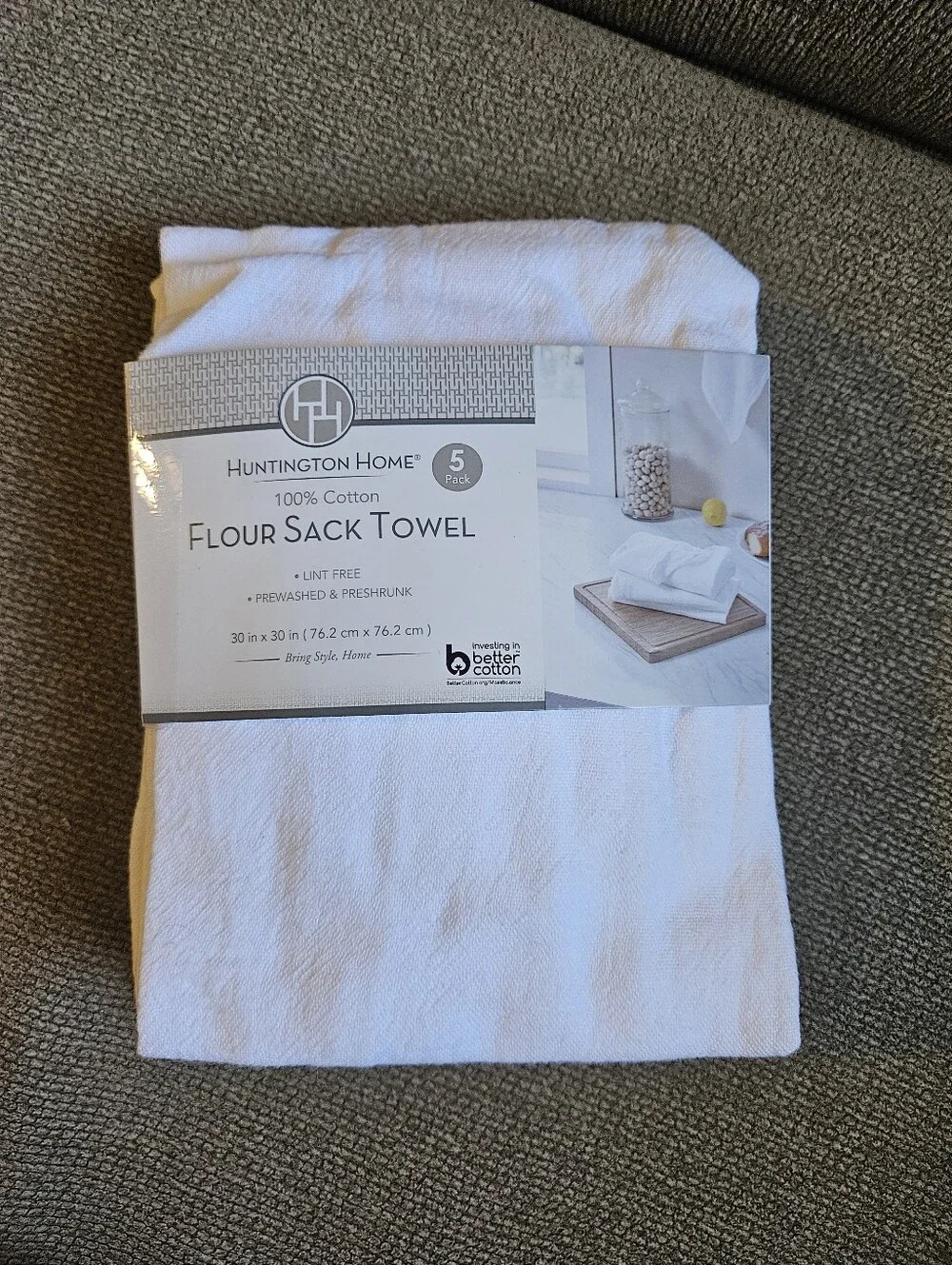 NWT Huntington Home 5 Pack 100% Cotton Flour Sack Towels